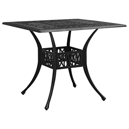 Emmtore Gartentisch mit Schirmloch Terrassentisch Balkontisch Esstisch Tisch Gartenmöbel Outdoor Terrasse Schwarz 90x90x73 cm Aluminiumguss von Emmtore