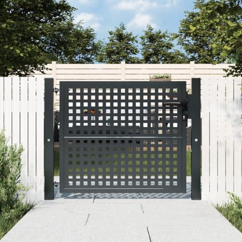 Emmtore Gartentor, Gartentür Gartenpforte mit Maschendraht, Abschließbare Zauntür mit 1 Set Schloss Griff, Hoftor Hoftür, Anthrazit Stahl,105 x 125 cm von Emmtore