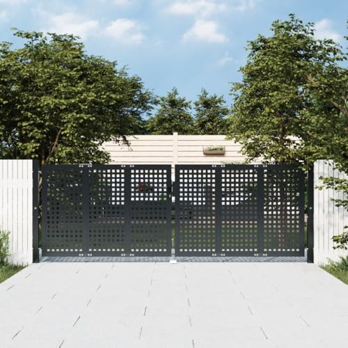 Emmtore Gartentor, Gartentür Gartenpforte mit Maschendraht, Abschließbare Zauntür mit 1 Set Schloss Griff, Hoftor Hoftür, Anthrazit Stahl,300 x 150 cm von Emmtore