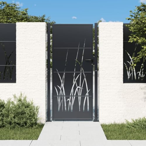 Emmtore Gartentor Anthrazit Gartentür mit Gras-Design, Abschließbar Hoftor Eingangstor für Garten Terrasse, Tor Zauntor Gartenpforte, 105x205 cm Stahl Gras-Design Emmtore Gartentor Anthrazit Gartentür mit Gras-Design, Abschließbar Hoftor Eingangstor für Garten Terrasse, Tor Zauntor Gartenpforte, 105x205 cm Stahl Gras-Design von Emmtore