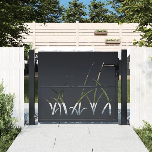 Emmtore Gartentor Anthrazit Gartentür mit Gras-Design, Abschließbar Hoftor Eingangstor für Garten Terrasse, Tor Zauntor Gartenpforte, 105x80 cm Stahl Gras-Design Emmtore Gartentor Anthrazit Gartentür mit Gras-Design, Abschließbar Hoftor Eingangstor für Garten Terrasse, Tor Zauntor Gartenpforte, 105x80 cm Stahl Gras-Design von Emmtore