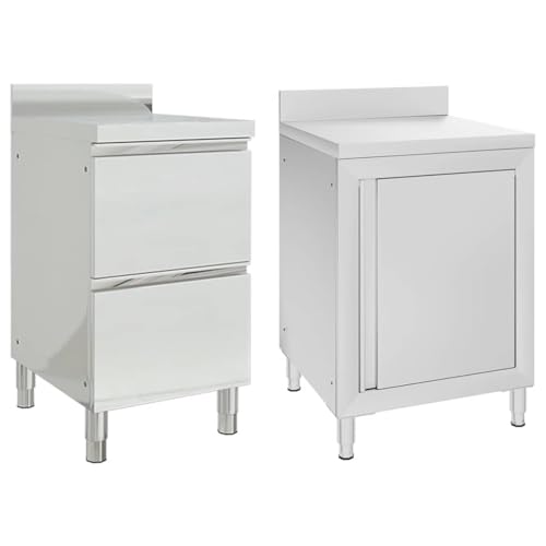 Emmtore Gastro-Küchenschränke Edelstahlschrank Arbeitsschrank Arbeitstisch Schrank Gastronomie Schubladenschrank 2 STK. Edelstahl von Emmtore