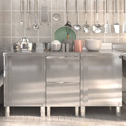 Emmtore Gastro-Küchenschränke Edelstahlschrank Arbeitsschrank Arbeitstisch Schrank Gastronomie Schubladenschrank 3 STK. Edelstahl von Emmtore