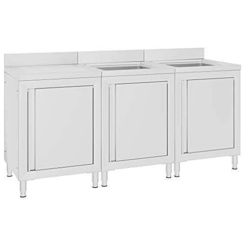Emmtore Gastro-Spülenunterschrank mit Staufach Aufkantung Spülschrank Spülbecken Spültisch Gastrospüle Spüle Küche 180x60x96 cm Edelstahl Emmtore Gastro-Spülenunterschrank mit Staufach Aufkantung Spülschrank Spülbecken Spültisch Gastrospüle Spüle Küche 180x60x96 cm Edelstahl von Emmtore