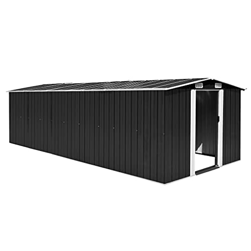 Emmtore Gerätehaus Metall Geräteschuppen Schuppen Gartenhaus Gartenschuppen Lagerschuppen Werkzeugschuppen Gartenaufbewahrung,Anthrazit,257 x 580 x 181 cm von Emmtore