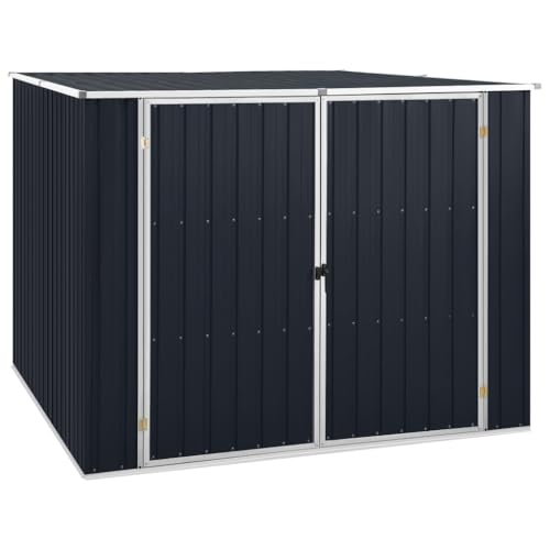 Emmtore Gerätehaus ohne Boden Doppeltür Schrägdach Geräteschuppen Schuppen Gartenhaus Gartenschuppen 195x198x159cm Verzinkter Stahl Anthrazit von Emmtore
