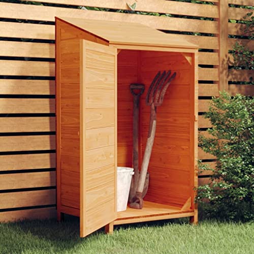 Emmtore Geräteschuppen Gartenhaus Schuppen Gerätehaus Lagerschuppen Satteldach Gartenschrank Pultdach Garten Massivholz Tanne,Braun,55 x 52 x 112 cm von Emmtore