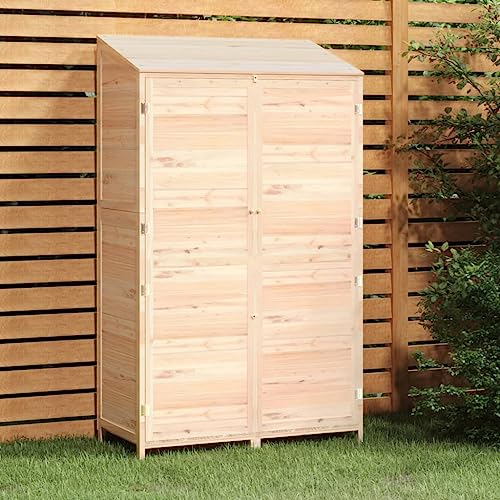 Emmtore Geräteschuppen Gartenhaus Schuppen Gerätehaus Lagerschuppen Satteldach Gartenschrank Pultdach Garten Massivholz Tanne,Natur,102 x 52 x 174.5 cm von Emmtore