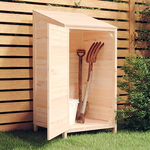 Emmtore Geräteschuppen Gartenhaus Schuppen Gerätehaus Lagerschuppen Satteldach Gartenschrank Pultdach Garten Massivholz Tanne,Natur,55 x 52 x 112 cm von Emmtore