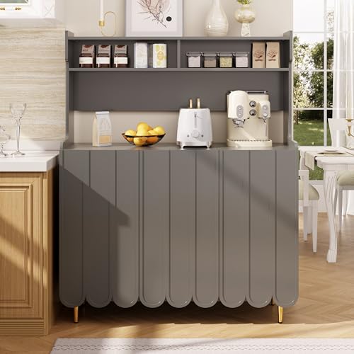 Emmtore Graues Sideboard (120 x 40 x 151 cm),Anrichte Küche,moderner und einfacher Stil,offenes Ablageregal-Design von Emmtore
