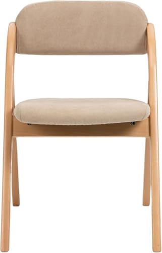 Emmtore HOMEFUN Folding Chairs with Padded Seats, Wooden Stackable Dining Chairs Set of 2 with Removable Cover Folding Extra Chair for Guests Kitchen Office Wedding Party Picnic, Khaki von Emmtore