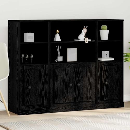 Emmtore Highboard 3 STK Sideboard mit viel Stauraum, Mehrzweckschrank Buffetschrank, Kommode Schrank für Wohnzimmer, Schwarze Eiche von Emmtore