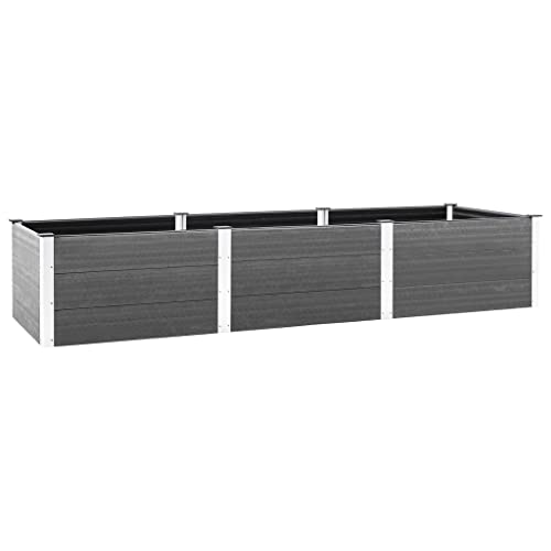 Emmtore Hochbeet Pflanzkasten Pflanzbeet Gemüsebeet Blumenbeet Blumenkasten Frühbeet Gartenbeet Blumenkübel Pflanzkübel Grau 300x100x54 cm WPC von Emmtore