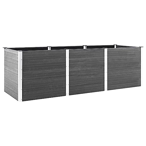 Emmtore Hochbeet Pflanzkasten Pflanzbeet Gemüsebeet Blumenbeet Blumenkasten Frühbeet Gartenbeet Blumenkübel Pflanzkübel Grau 300x50x91 cm WPC von Emmtore