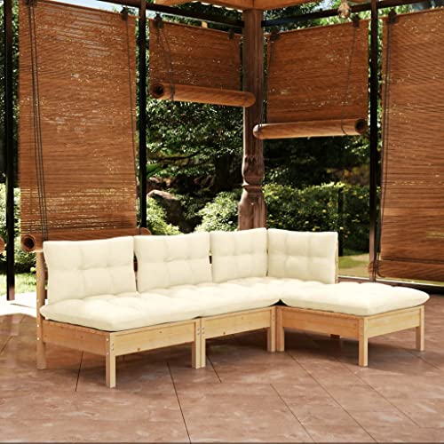 Emmtore Kiefernholz Gartenmöbel 4-TLG. Ecksofa Mittelsofa Fußhocker Sitzgruppe Sofa Lounge Garten Garnitur Gartenset Gartensofa Garten-Lounge-Set mit Creme Kissen Emmtore Kiefernholz Gartenmöbel 4-TLG. Ecksofa Mittelsofa Fußhocker Sitzgruppe Sofa Lounge Garten Garnitur Gartenset Gartensofa Garten-Lounge-Set mit Creme Kissen von Emmtore