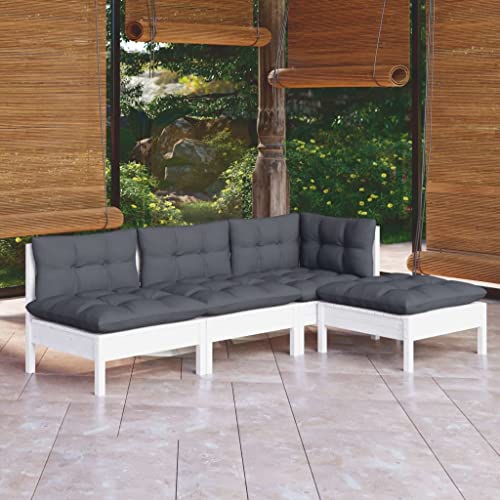 Emmtore Kiefernholz Gartenmöbel 4-TLG. Ecksofa Mittelsofa Fußhocker Sitzgruppe Sofa Lounge Garten Garnitur Gartenset Gartensofa Garten-Lounge-Set mit Kissen Weiß Emmtore Kiefernholz Gartenmöbel 4-TLG. Ecksofa Mittelsofa Fußhocker Sitzgruppe Sofa Lounge Garten Garnitur Gartenset Gartensofa Garten-Lounge-Set mit Kissen Weiß von Emmtore