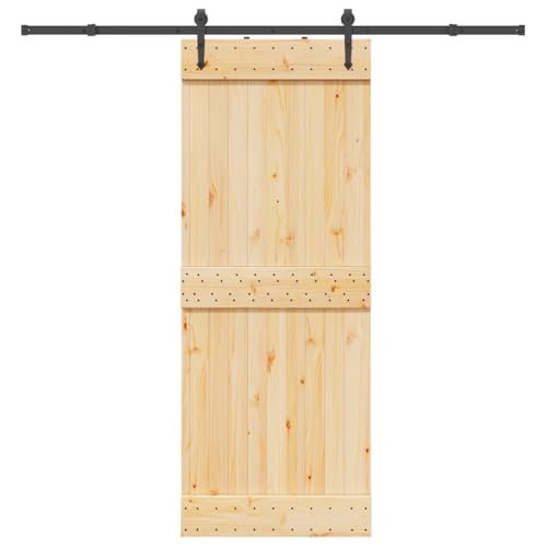 Emmtore Kiefernholz Massiv Schiebetür mit Beschlag Schiebetürsystem 80 x 210 cm (213.5 cm),Schlichtes Design von Emmtore