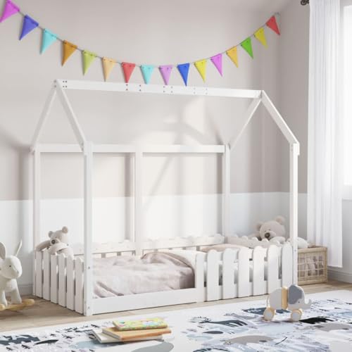 Emmtore Kinderbett, Bodenbett mit Rausfallschutz Lattenrost, Hausbett für Jungen Mädchen, Holzbett Bett Kinderzimmer,Weiß,80 x 160 cm Emmtore Kinderbett, Bodenbett mit Rausfallschutz Lattenrost, Hausbett für Jungen Mädchen, Holzbett Bett Kinderzimmer,Weiß,80 x 160 cm von Emmtore