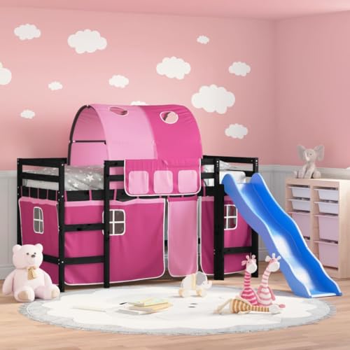 Emmtore Kinderhochbett, Hochbett mit Tunnel Vorhängen, Spielbett Bett für Kinder ab 6 Jahren, Kinderbett Etagenbett Stockbett,Schwarz und Rosa,90 x 190 cm Emmtore Kinderhochbett, Hochbett mit Tunnel Vorhängen, Spielbett Bett für Kinder ab 6 Jahren, Kinderbett Etagenbett Stockbett,Schwarz und Rosa,90 x 190 cm von Emmtore
