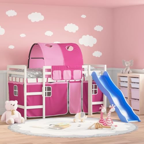 Emmtore Kinderhochbett, Hochbett mit Tunnel Vorhängen, Spielbett Bett für Kinder ab 6 Jahren, Kinderbett Etagenbett Stockbett,Weiß und Rosa,90 x 190 cm Emmtore Kinderhochbett, Hochbett mit Tunnel Vorhängen, Spielbett Bett für Kinder ab 6 Jahren, Kinderbett Etagenbett Stockbett,Weiß und Rosa,90 x 190 cm von Emmtore