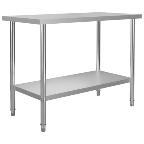 Emmtore Küchen-Arbeitstisch Verstellbare Füße Gastronomie Gastro Edelstahltisch Küchentisch Zerlegetisch Tisch 120 x 60 x 85 cm Edelstahl von Emmtore