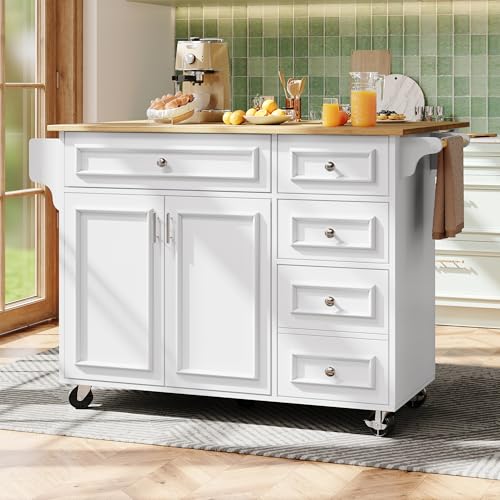 Emmtore Kücheninsel(110×45-75×92cm),Modernes Küchensiland,Küchenschrank,Abnehmbare Servierwagen buffetschrankMultifunktionale Esstisch mit Speicherraum,weiß von Emmtore