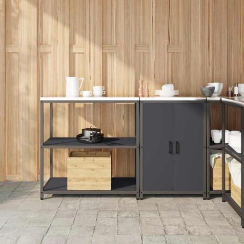 Emmtore Küchenlager-Set mit Regal mit Speicher mit Tür Verstellbar 2 pcs Anthrazit,150 x 50 x 92 cm von Emmtore