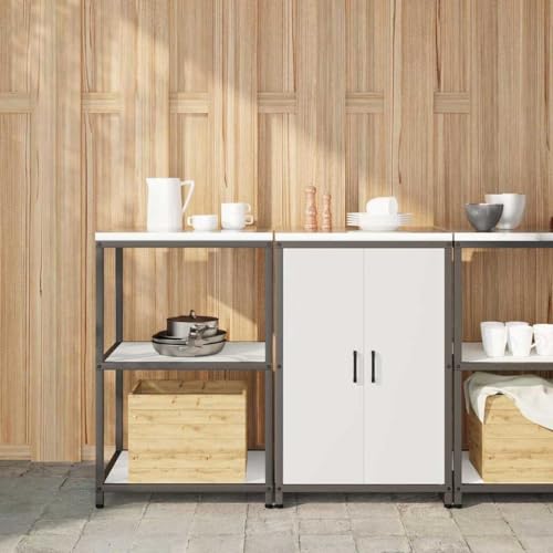 Emmtore Küchenlager-Set mit Regal mit Speicher mit Tür Verstellbar 2 pcs Weiß,120 x 50 x 92 cm von Emmtore