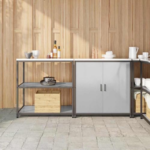 Emmtore Küchenregal Vorratslager, pulverbeschichteter Oberfläche Küchenlager-Set mit Regal mit Speicher mit Tür Verstellbar Edelstahl,180 x 50 x 92 cm von Emmtore