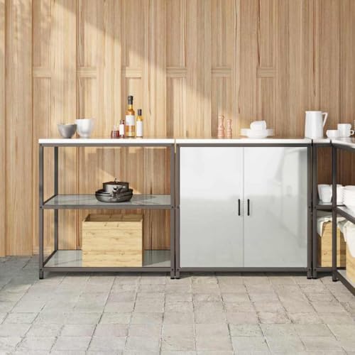 Emmtore Küchenregal Vorratslager, pulverbeschichteter Oberfläche Küchenlager-Set mit Regal mit Speicher mit Tür Verstellbar Verzinkter Stahl,180 x 50 x 92 cm von Emmtore