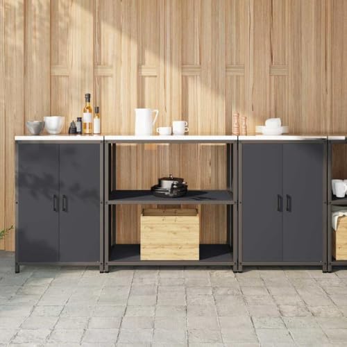 Emmtore Küchenregal Vorratslager,Industrie-Stil mit rechteckigem Design, pulverbeschichteter Oberfläche und verstellbaren Regalen Anthrazit,210 x 50 x 92 cm von Emmtore