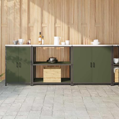 Emmtore Küchenregal Vorratslager Garage Set pulverbeschichteter Oberfläche und verstellbaren Regalen Olivgrün,240 x 50 x 92 cm Emmtore Küchenregal Vorratslager Garage Set pulverbeschichteter Oberfläche und verstellbaren Regalen Olivgrün,240 x 50 x 92 cm von Emmtore