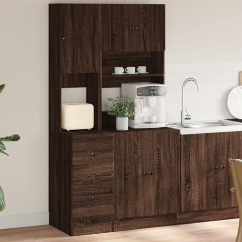 Emmtore Küchenschrank,Küchenzeile mit Türen Schubladen,Hochschrank für Küche Restaurant Hotel,Küchenmöbel,Braune Eiche Emmtore Küchenschrank,Küchenzeile mit Türen Schubladen,Hochschrank für Küche Restaurant Hotel,Küchenmöbel,Braune Eiche von Emmtore