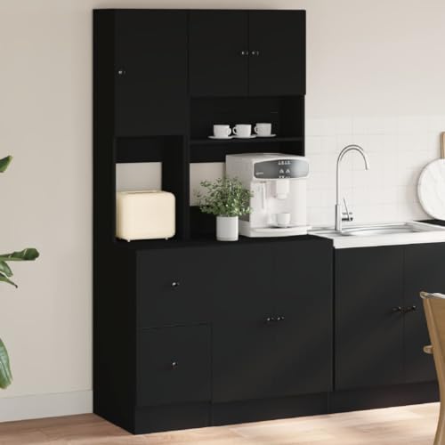 Emmtore Küchenschrank,Küchenzeile mit Türen Schubladen,Hochschrank für Küche Restaurant Hotel,Küchenmöbel,Schwarz Emmtore Küchenschrank,Küchenzeile mit Türen Schubladen,Hochschrank für Küche Restaurant Hotel,Küchenmöbel,Schwarz von Emmtore