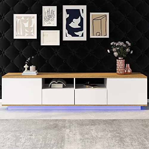 Emmtore LED Lowboard, Fernsehschrank TV-Ständer TV Board Industrial TV-Tisch modern TV Schrank 80 Zoll FernsehmöbelTV-Möbel, weiß180 Emmtore LED Lowboard, Fernsehschrank TV-Ständer TV Board Industrial TV-Tisch modern TV Schrank 80 Zoll FernsehmöbelTV-Möbel, weiß180 von Emmtore
