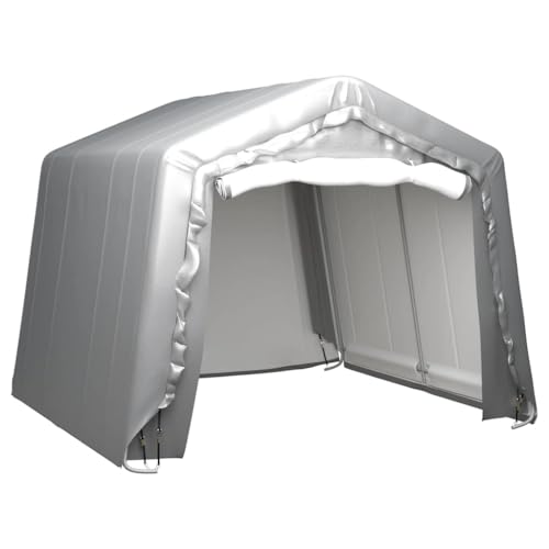 Emmtore Lagerzelt UV-beständig Industriezelt Zelthalle Weidezelt Zelt Zeltgarage Foliengarage Unterstand Lagerhalle Stahl Grau 300 x 300 cm von Emmtore