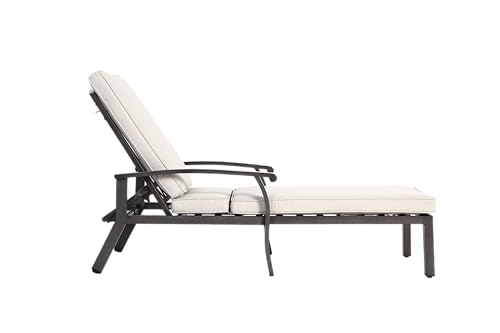 Emmtore Lounge Patio Chair mit Baumwollkissen, verstellbare Liege, rostbeständiges Aluminium Poolside Chaise Lounge Möbel, wasserdichtes Kissen (1pc) von Emmtore