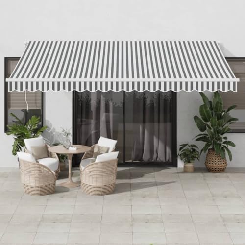 Emmtore Markise Gelenkarmmarkise Balkonmarkise Sonnenschutz Sichtschutz Terrasse Balkon Manuell Anthrazit & Weiß 450x350 cm Emmtore Markise Gelenkarmmarkise Balkonmarkise Sonnenschutz Sichtschutz Terrasse Balkon Manuell Anthrazit & Weiß 450x350 cm von Emmtore