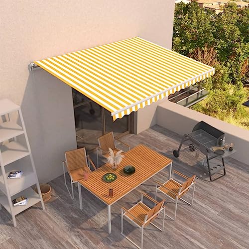 Emmtore Markise Gelenkarmmarkise Balkonmarkise Sonnenschutz Sichtschutz Terrasse Balkon Manuell Einziehbar 450x300 cm Gelb und Weiß Emmtore Markise Gelenkarmmarkise Balkonmarkise Sonnenschutz Sichtschutz Terrasse Balkon Manuell Einziehbar 450x300 cm Gelb und Weiß von Emmtore