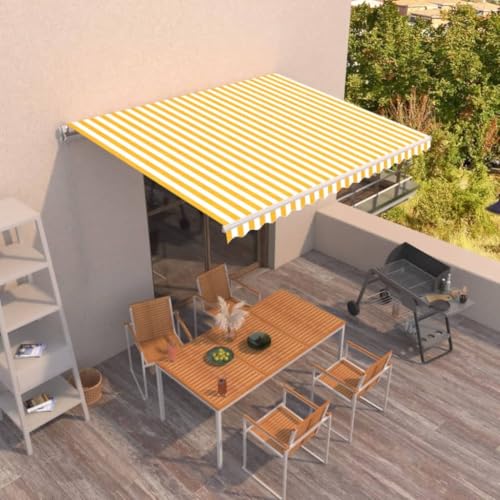 Emmtore Markise Gelenkarmmarkise Balkonmarkise Sonnenschutz Sichtschutz Terrasse Balkon Manuell Einziehbar 450x350 cm Gelb und Weiß Emmtore Markise Gelenkarmmarkise Balkonmarkise Sonnenschutz Sichtschutz Terrasse Balkon Manuell Einziehbar 450x350 cm Gelb und Weiß von Emmtore