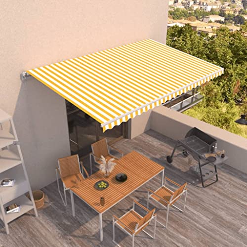 Emmtore Markise Gelenkarmmarkise Balkonmarkise Sonnenschutz Sichtschutz Terrasse Balkon Manuell Einziehbar 500x350 cm Gelb und Weiß Emmtore Markise Gelenkarmmarkise Balkonmarkise Sonnenschutz Sichtschutz Terrasse Balkon Manuell Einziehbar 500x350 cm Gelb und Weiß von Emmtore
