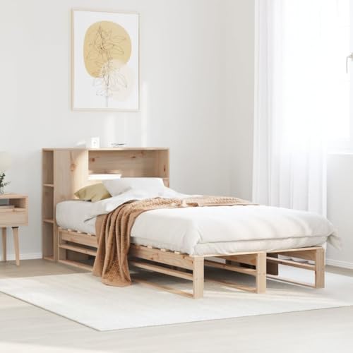 Emmtore Massivholzbett, Bett mit Bücherregal ohne Matratze, Holzbett Bettgestell mit Lattenrost, Palettenbett für Schlafzimmer, Braun,100 x 200 cm Emmtore Massivholzbett, Bett mit Bücherregal ohne Matratze, Holzbett Bettgestell mit Lattenrost, Palettenbett für Schlafzimmer, Braun,100 x 200 cm von Emmtore