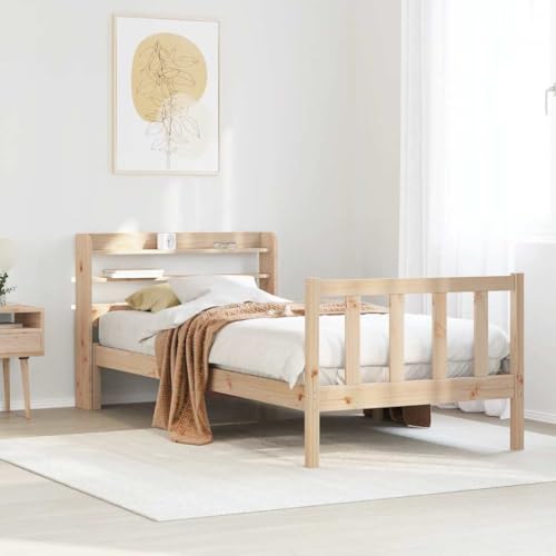 Emmtore Massivholzbett, Holzbett Bett mit Kopfteil, Bettgestell Bettrahmen mit Lattenrost, Bett für Schlafzimmer, Kiefer bettNatur,100 x 200 cm Emmtore Massivholzbett, Holzbett Bett mit Kopfteil, Bettgestell Bettrahmen mit Lattenrost, Bett für Schlafzimmer, Kiefer bettNatur,100 x 200 cm von Emmtore