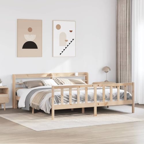 Emmtore Massivholzbett, Holzbett Bett mit Kopfteil, Bettgestell Bettrahmen mit Lattenrost, Bett für Schlafzimmer, Kiefer bettNatur,180 x 200 cm Emmtore Massivholzbett, Holzbett Bett mit Kopfteil, Bettgestell Bettrahmen mit Lattenrost, Bett für Schlafzimmer, Kiefer bettNatur,180 x 200 cm von Emmtore