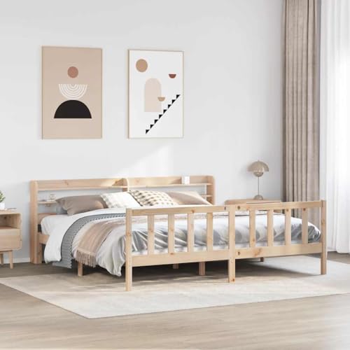 Emmtore Massivholzbett, Holzbett Bett mit Kopfteil, Bettgestell Bettrahmen mit Lattenrost, Bett für Schlafzimmer, Kiefer bettNatur,200 x 200 cm Emmtore Massivholzbett, Holzbett Bett mit Kopfteil, Bettgestell Bettrahmen mit Lattenrost, Bett für Schlafzimmer, Kiefer bettNatur,200 x 200 cm von Emmtore