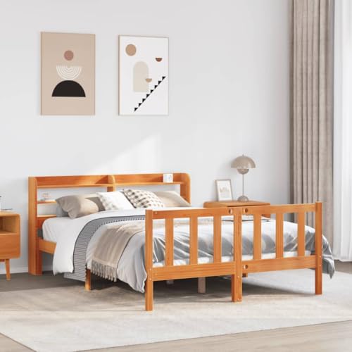 Emmtore Massivholzbett, Holzbett Bett mit Kopfteil, Bettgestell Bettrahmen mit Lattenrost, Bett für Schlafzimmer, Kiefer bettWachsbraun,140 x 190 cm Emmtore Massivholzbett, Holzbett Bett mit Kopfteil, Bettgestell Bettrahmen mit Lattenrost, Bett für Schlafzimmer, Kiefer bettWachsbraun,140 x 190 cm von Emmtore