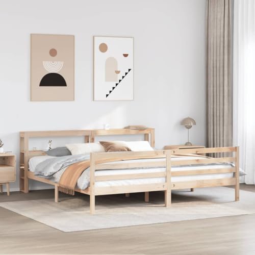 Emmtore Massivholzbett, Holzbett Bett mit Kopfteil Fußteil, Bettgestell mit Lattenrost,für Schlafzimmer, Kiefer MassivholzbettNatur,200 x 200 cm Emmtore Massivholzbett, Holzbett Bett mit Kopfteil Fußteil, Bettgestell mit Lattenrost,für Schlafzimmer, Kiefer MassivholzbettNatur,200 x 200 cm von Emmtore