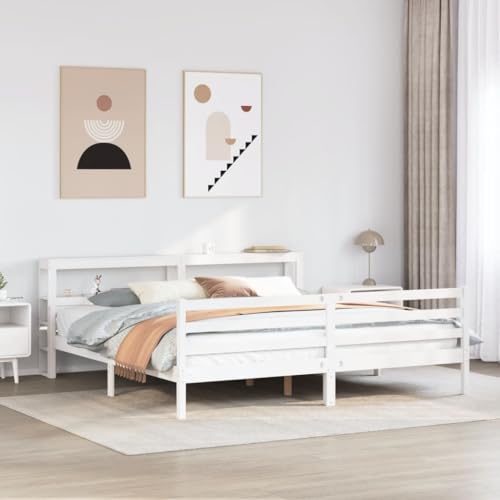 Emmtore Massivholzbett, Holzbett Bett mit Kopfteil Fußteil, Bettgestell mit Lattenrost,für Schlafzimmer, Kiefer MassivholzbettWeiß,180 x 200 cm Emmtore Massivholzbett, Holzbett Bett mit Kopfteil Fußteil, Bettgestell mit Lattenrost,für Schlafzimmer, Kiefer MassivholzbettWeiß,180 x 200 cm von Emmtore