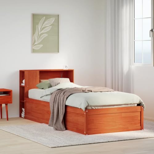 Emmtore Massivholzbett, Holzbett Bett ohne Matratze mit Kopfteil, Bettrahmen Bettgestell mit Lattenrost, Wachsbraun,75 x 190 cm Emmtore Massivholzbett, Holzbett Bett ohne Matratze mit Kopfteil, Bettrahmen Bettgestell mit Lattenrost, Wachsbraun,75 x 190 cm von Emmtore