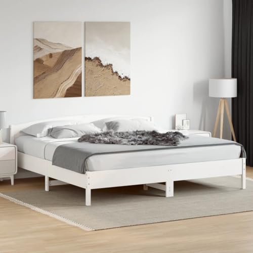 Emmtore Massivholzbett,Bett Bettgestell mit Lattenrost,Schlafzimmerbett mit Kopfteil,Bettrahmen Schlafzimmermöbel,Weiß,180 x 200 cm Emmtore Massivholzbett,Bett Bettgestell mit Lattenrost,Schlafzimmerbett mit Kopfteil,Bettrahmen Schlafzimmermöbel,Weiß,180 x 200 cm von Emmtore